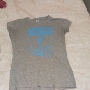 Gray Short Sleeve Tee with Blue Graphic